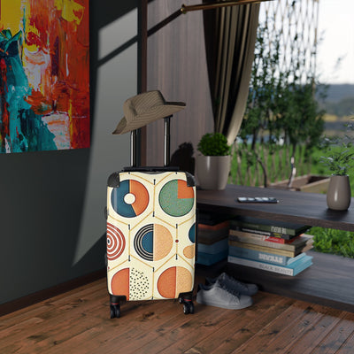 Mid-Century Geometric Suitcase – Retro Colorful Carry-On Luggage