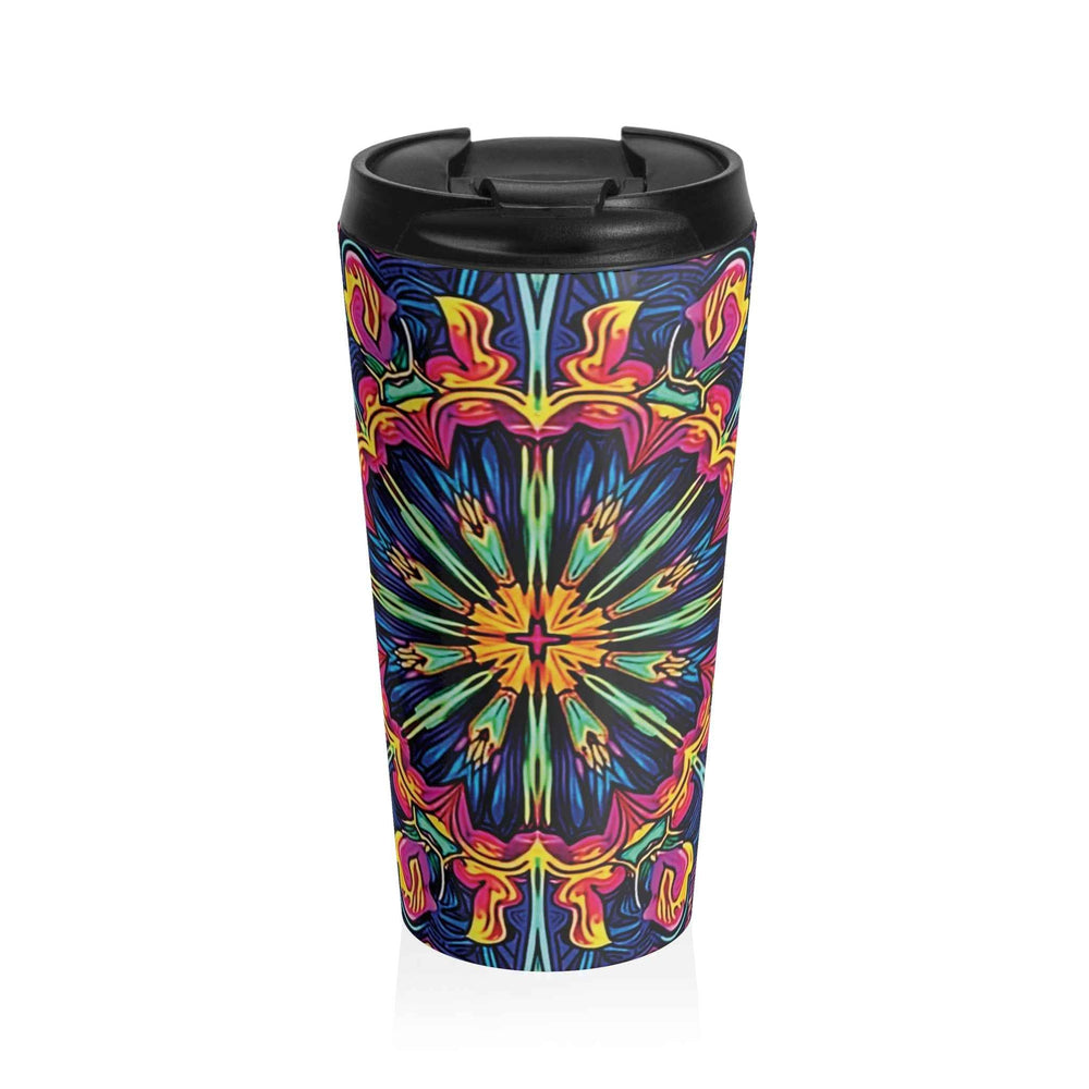 Kaleidoscope Neon Mandala Stainless Steel Travel Mug