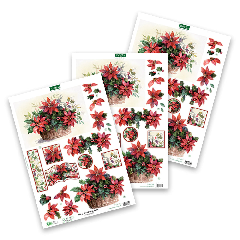 Découpage prédécoupé – Panier de poinsettias (paquet de 3)