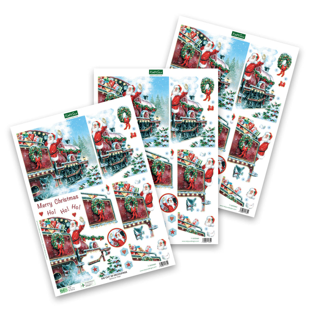 Découpage prédécoupé – Père Noël sur le train (lot de 3)