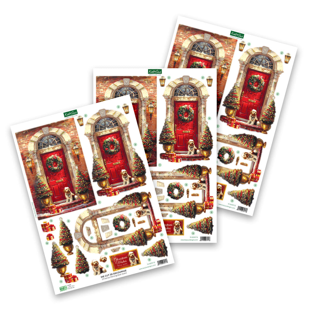 Die Cut Decoupage – Christmas Morning Door Scene (pack of 3)