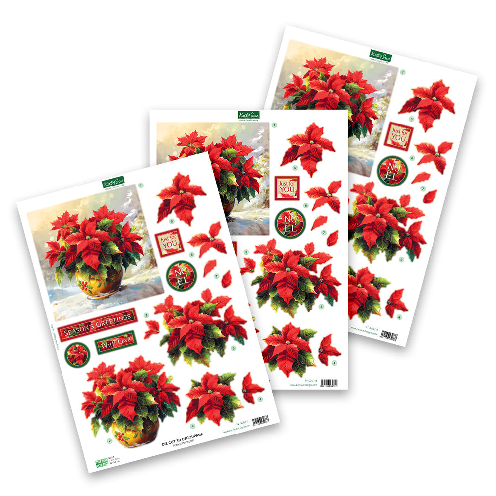 Die Cut Decoupage – Potted Poinsettia (pack of 3) — Ecstasy Crafts