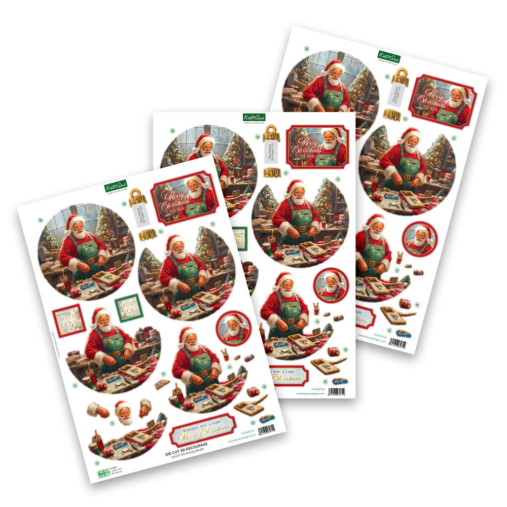Découpage prédécoupé – Boule L'atelier du père Noël (paquet de 3)