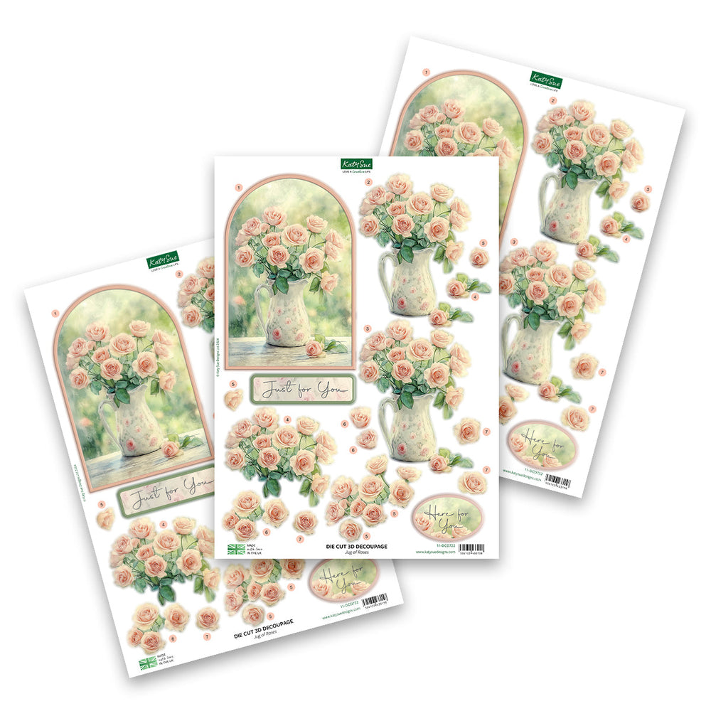 Découpage prédécoupé – Pot de roses (lot de 3)