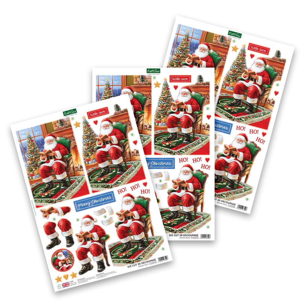 Katy Sue Designs Découpage Prédécoupé – L'Histoire du Père Noël (lot de 3)