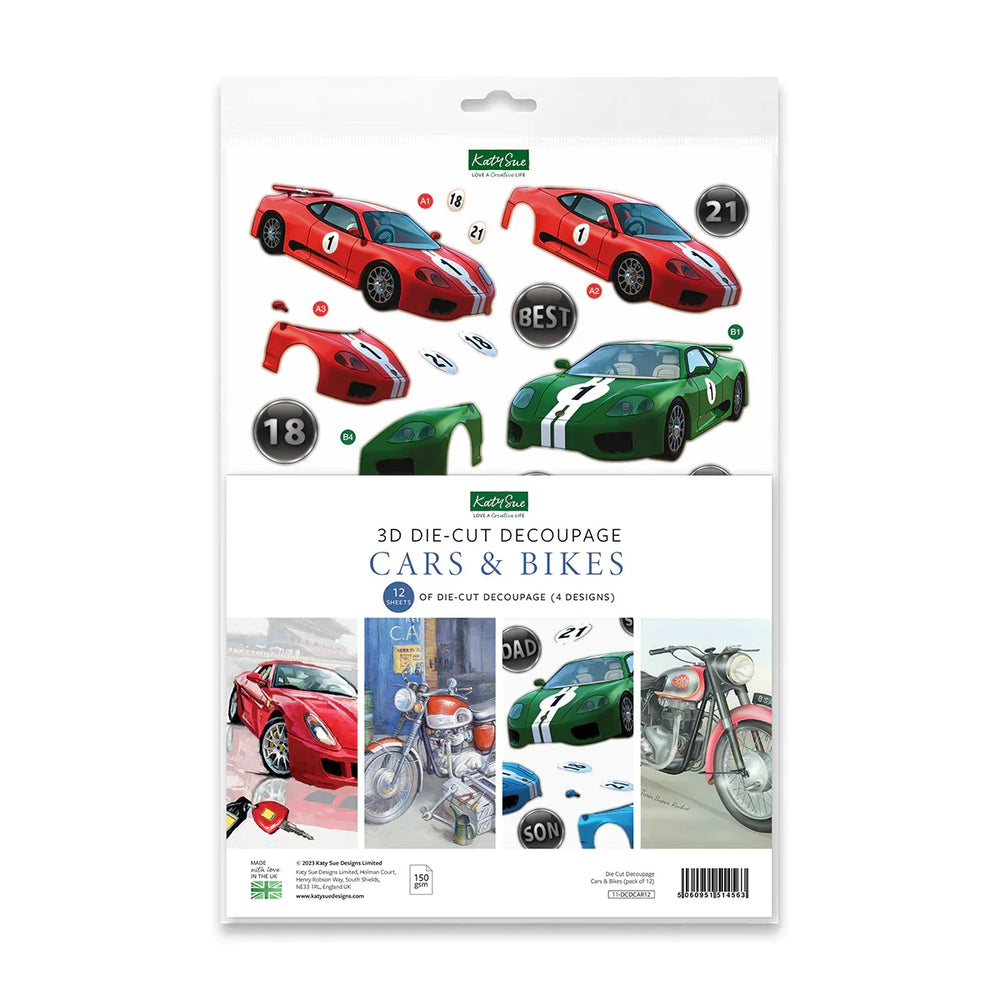 Découpage prédécoupé – Voitures et motos (Ensemble de 12)