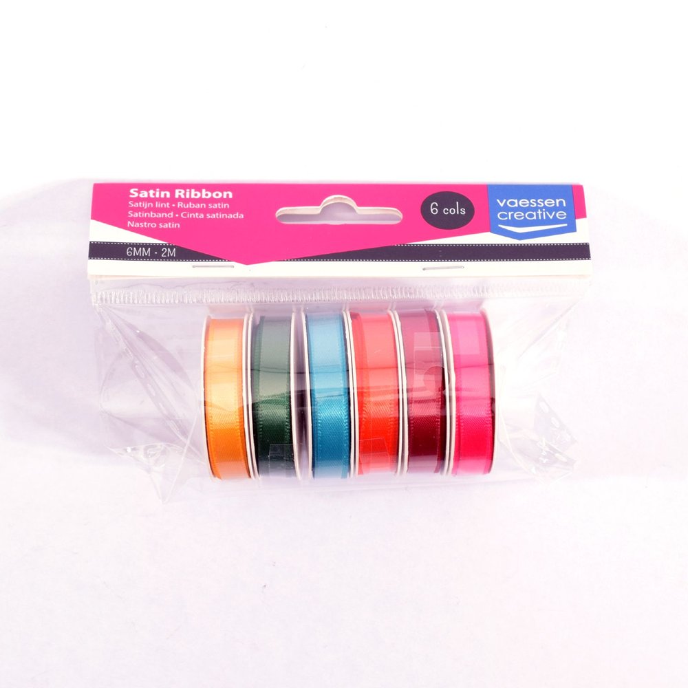 Vaessen Creative Ruban en Satin 6 Couleurs 6mmx2m Été