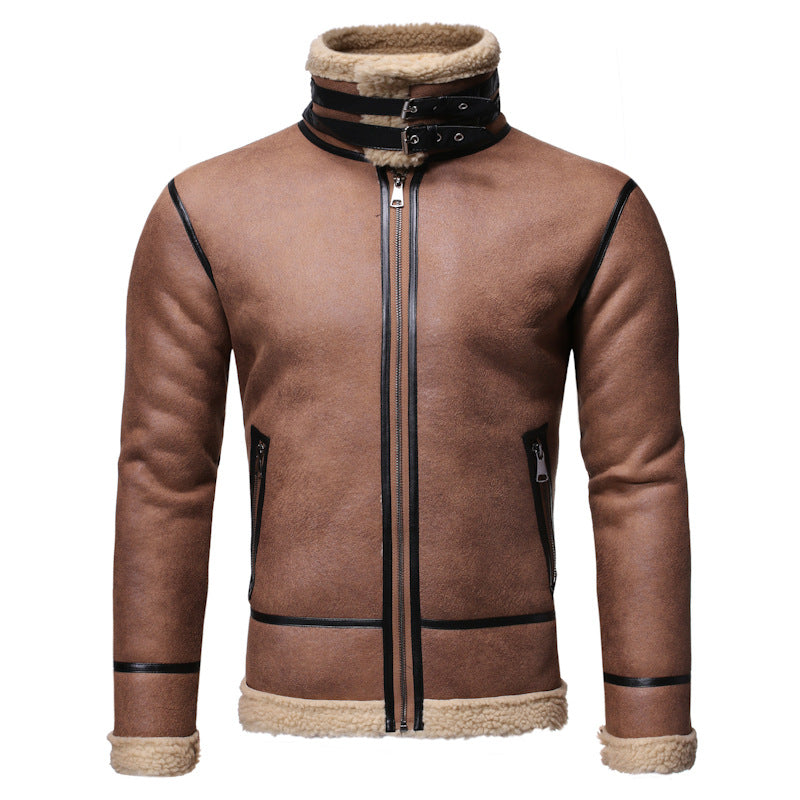 Veste motard en cuir pour hommes – Manteau classique en cuir style moto pour le quotidien