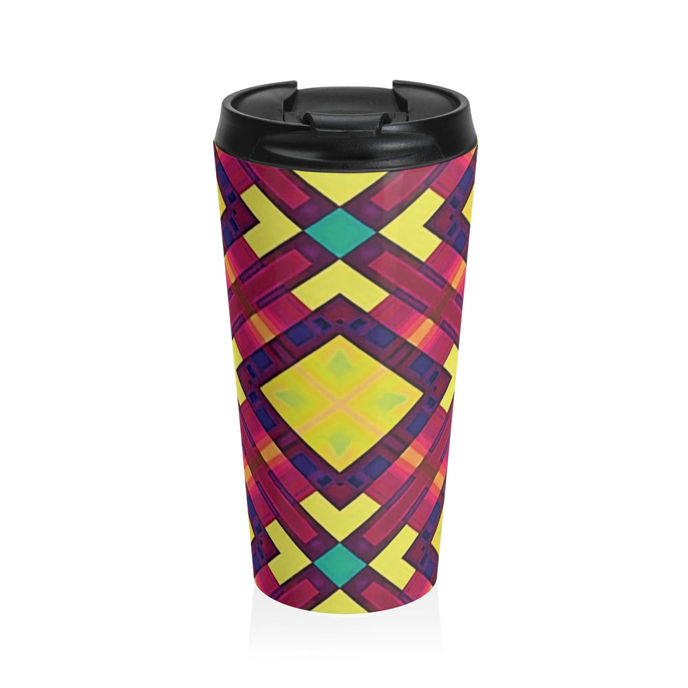 Travel Mug — Bright Geometric Kaleidoscope Stainless Steel Tumbler