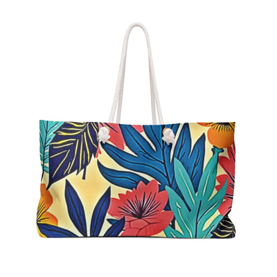 Tropical Floral Weekender Bag | Large Beach Tote, Vacation Bag