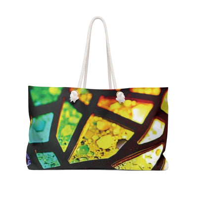 Rainbow Stained Glass Mosaic Weekender Bag | Colorful Travel Tote