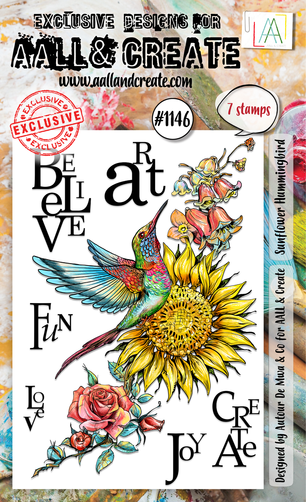 AALL and Create - Set de tampons A6 - Colibri tournesol