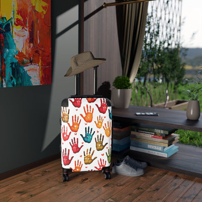 Valise colorée à empreintes de mains – Bagage de voyage pour enfants avec motif de paumes ludiques