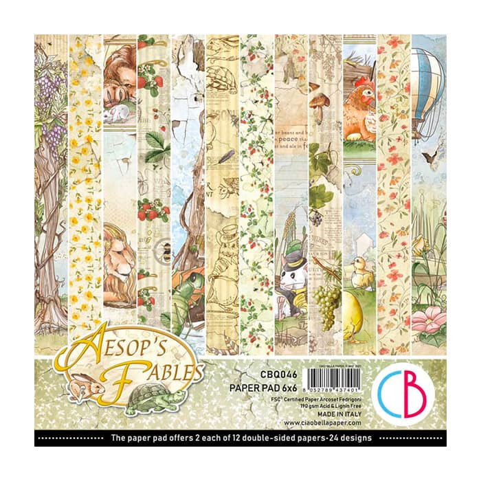 Ciao Bella Bloc de papier Fables d'Ésope 6"X6" 24/Paquet