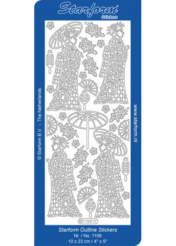 Autocollants décoratifs - Dames orientales et parapluies