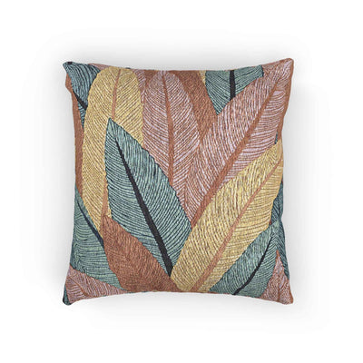 Tropical Leaf Woven Pillow | Boho Decorative Throw Cushion