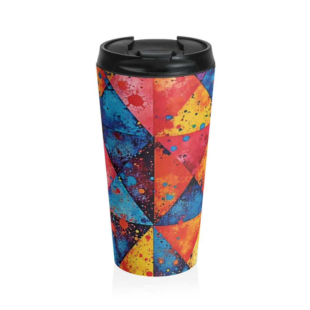 Tasse de voyage à motif géométrique coloré — Gobelet isotherme en acier inoxydable