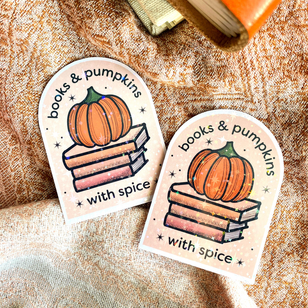 Autocollant Livres et Citrouilles Épicées