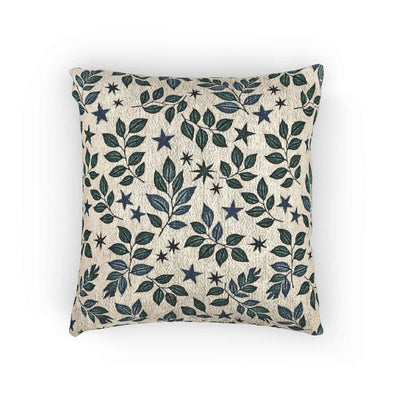 Leaf and Star Pattern Woven Pillow | Botanical Throw Cushion