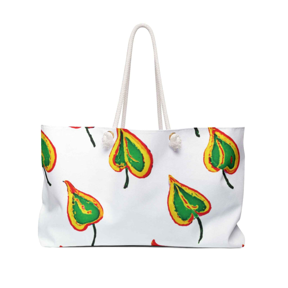 Sac de fin de semaine Feuille Cœur Vert | Motif botanique peint à la main