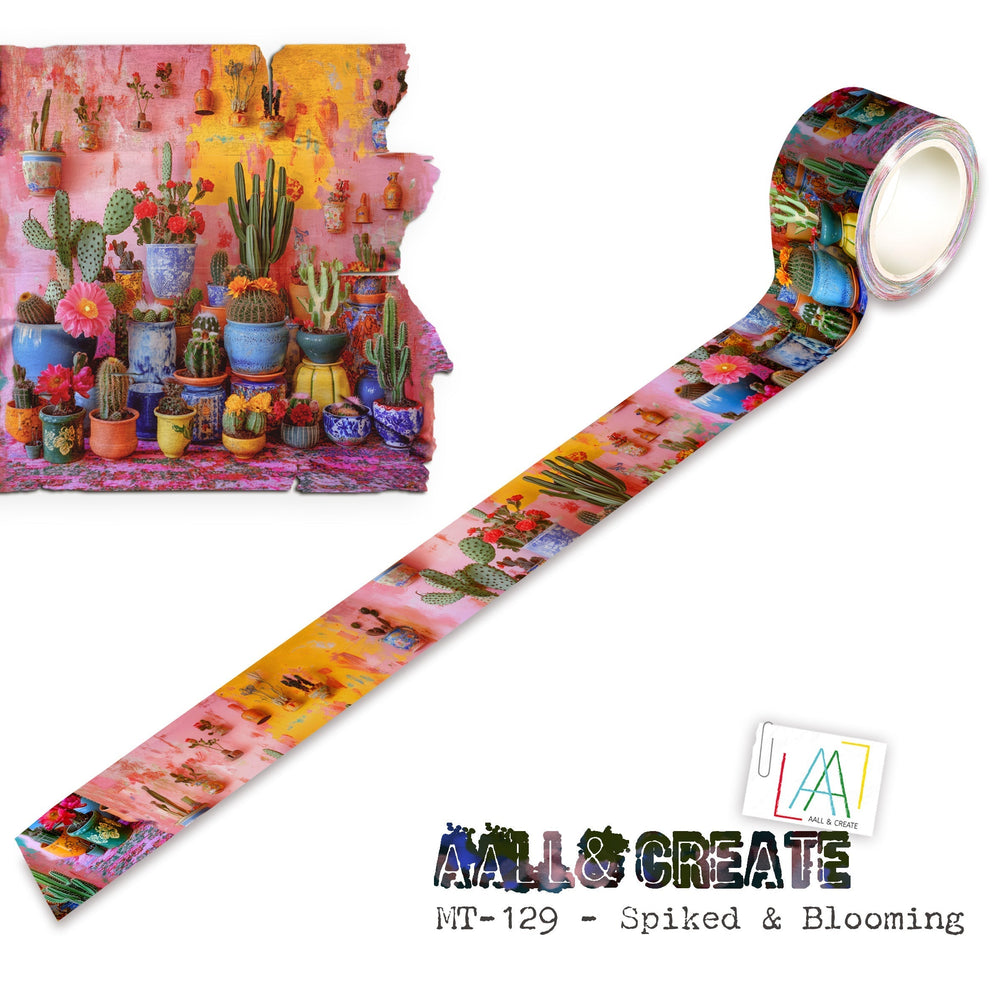 AALL and Create - Rouleau de masking tape 25mm x 10m - Spiked & Blooming (Superposez les motifs !)