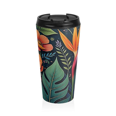 Tropical Floral Travel Mug — Stainless Steel Insulated Coffee Tumbler