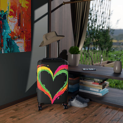 Valise Cœur Coloré – Bagage à Main de Voyage Cœur Néon Peint