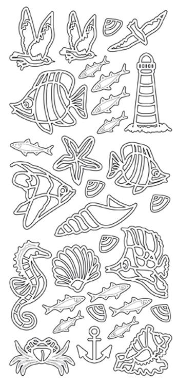 Autocollants pelables – Poissons/Vie marine/Coquillages