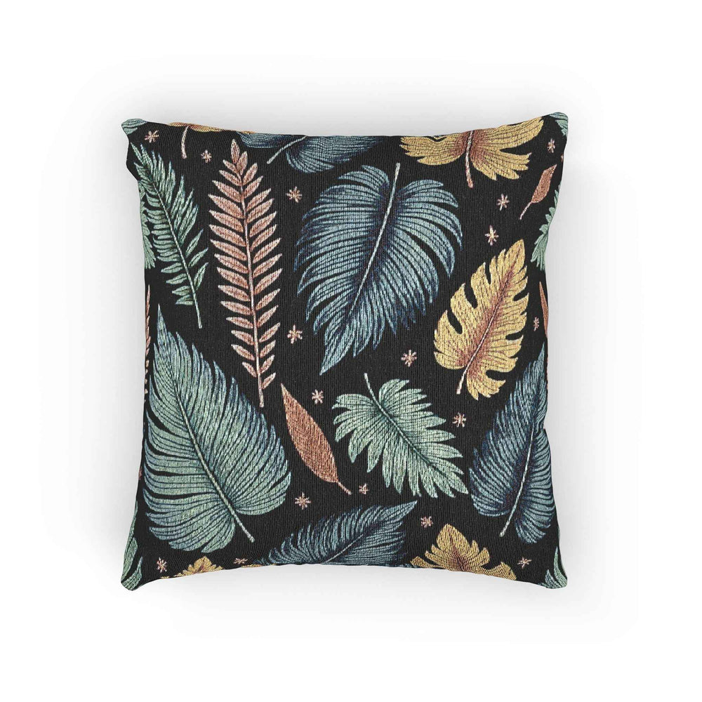 Coussin tissé Feuilles d'automne | Motif de feuilles multicolores, Texture riche