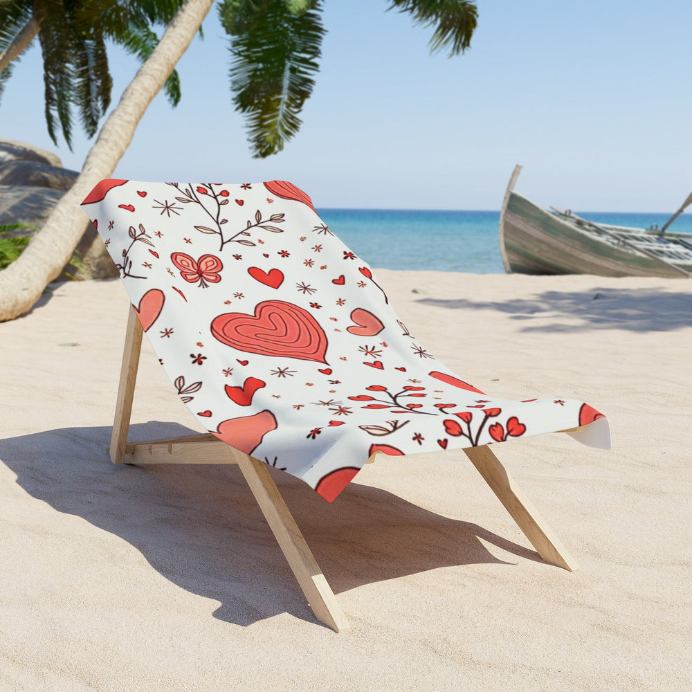Beach Towel — Red Heart Pattern Valentine Beach Towel