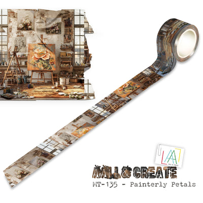 AALL and Create - Washi Tape 25mm x 10m - Painterly Petals (Layer-It-Up!)
