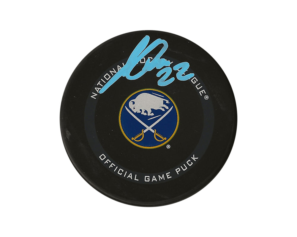 Palet de match officiel des Sabres de Buffalo, autographié par Jack Quinn