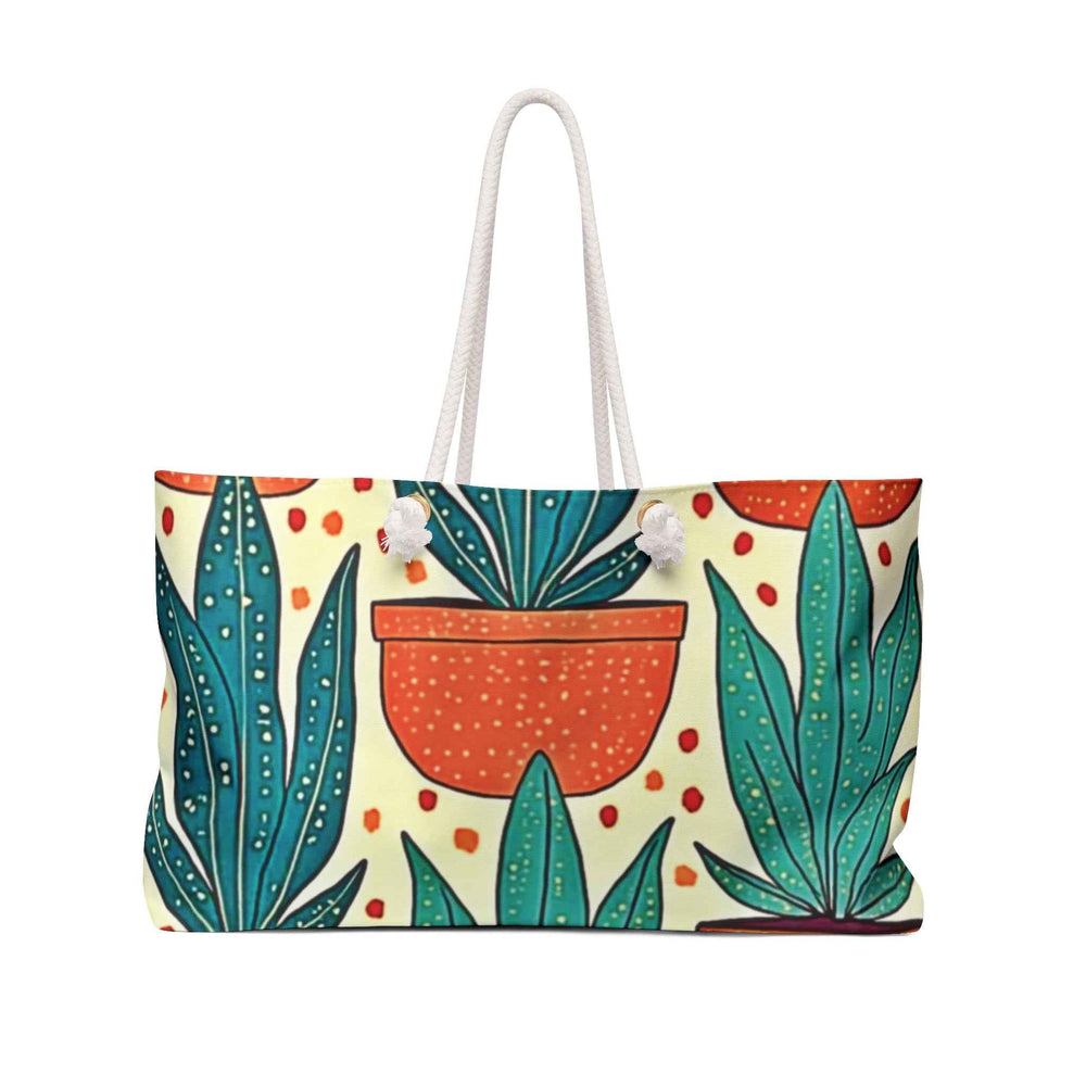 Sac de voyage à motif de succulentes en pot | Grand sac fourre-tout plantes tropicales