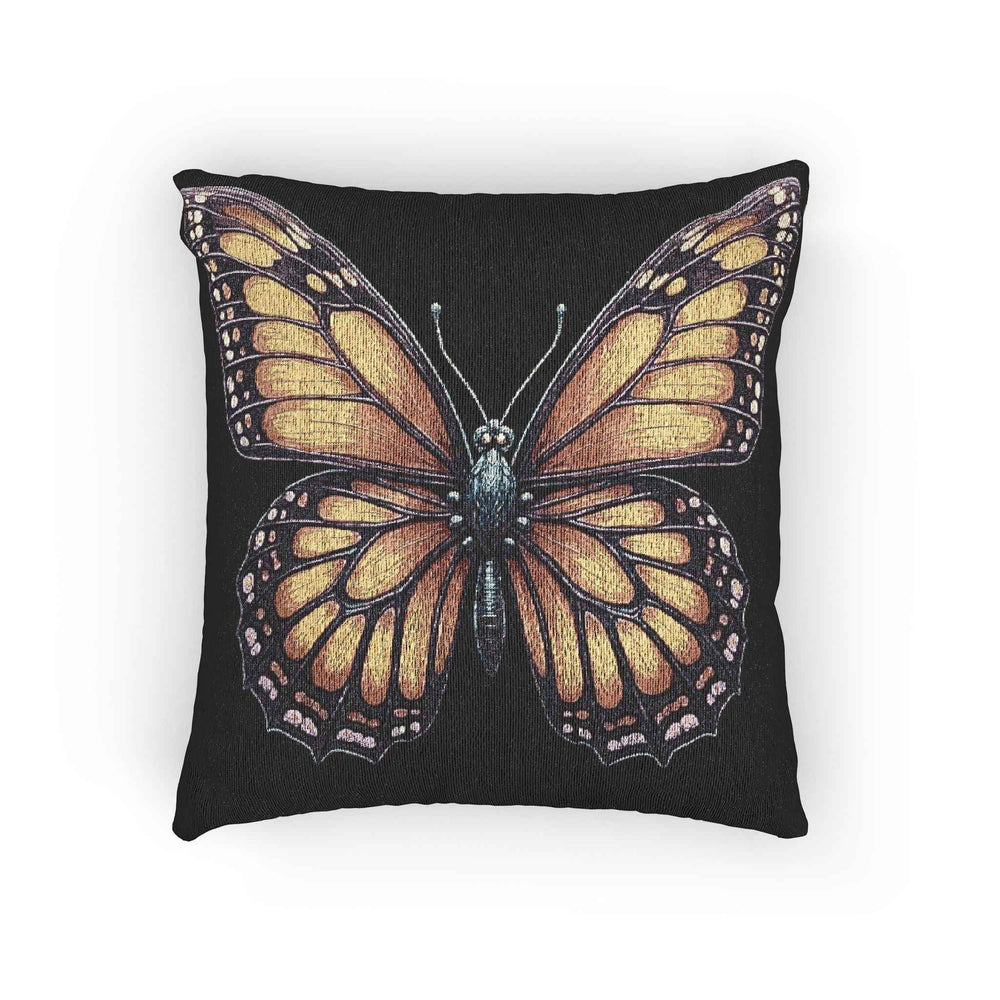 Monarch Butterfly Woven Pillow | Pixel Art Butterfly Throw Pillow