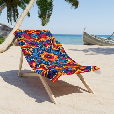 Serviette de plage kaléidoscope éclatant — Motif mandala rétro coloré