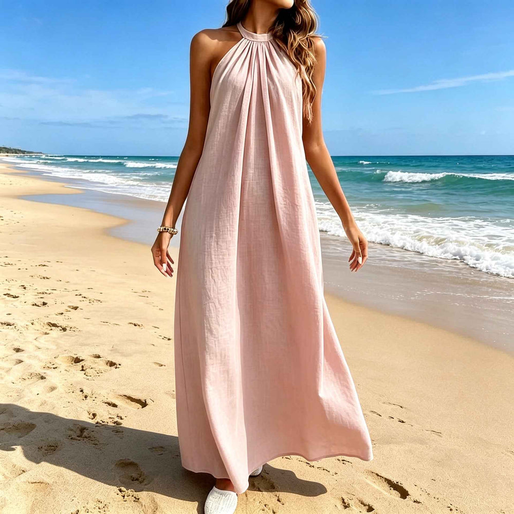Robe sexy à col licou pour femme, coupe ample