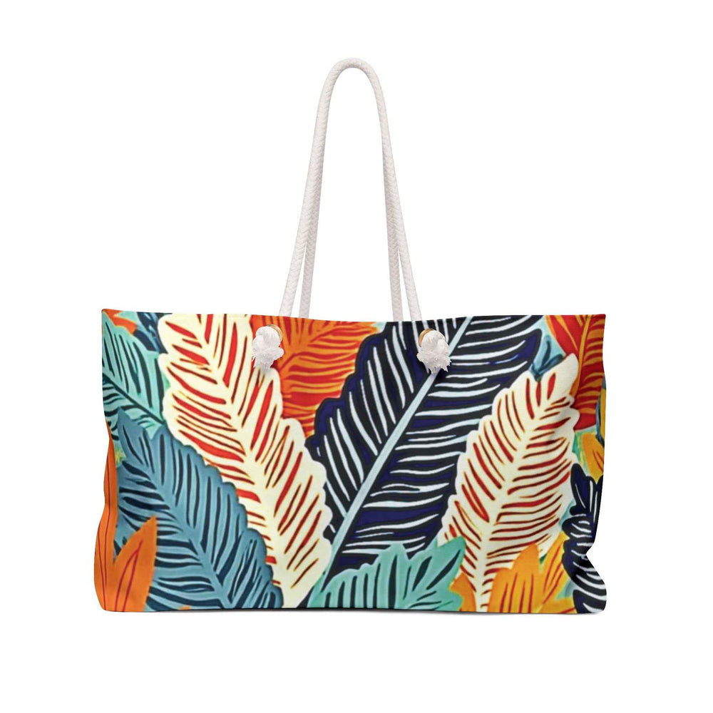 Tropical Feather Print Weekender Bag | Colorful Leaf Pattern | Large Tote Bag | mom on the go bag | everyday mom bag