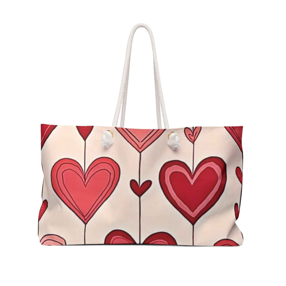 Sac de voyage cœurs rouges dessinés à la main | Fourre-tout à motif cœurs de la Saint-Valentin | Grand sac fourre-tout | Sac quotidien pour maman | Cadeau pour maman | Sac de plage