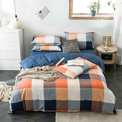 100% Cotton Geometric Bedding Set – Quilted Reactive Print Sheet & Duvet Cover Set