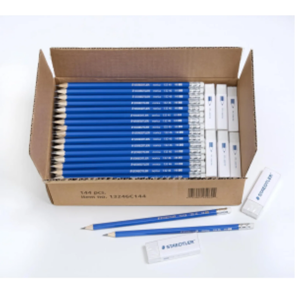 Staedtler Norica Graphite HB2 Pencils - Set Of 144 Pencils, 12 Eraser Caps