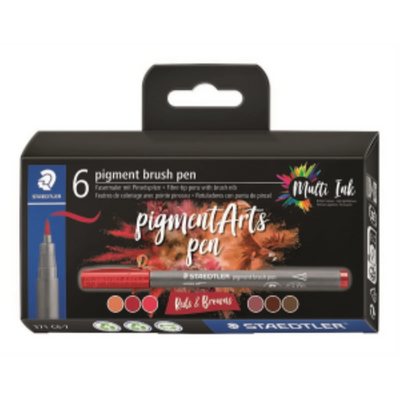 Ensemble de 6 feutres pinceaux Pigment, tons rouges et bruns
