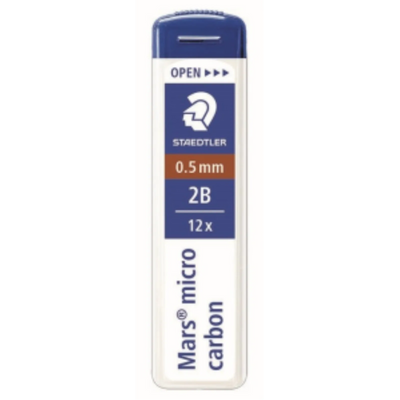 Staedtler Mechanical Pen Lead Mars Micro 0.5mm 2B 12 Pack (250-05-2B-02)