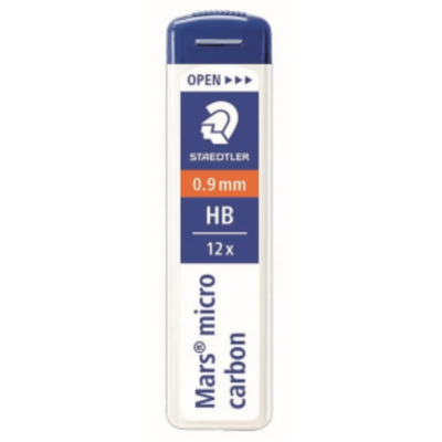 Staedtler Mechanical Pen Lead Mars Micro 0.9mm HB 12 Pack (250-09-HB-02)