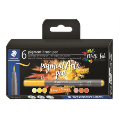 Staedtler Pigment Brush Pen Yellow and Orange 6Pcs (371-C6-5-10)