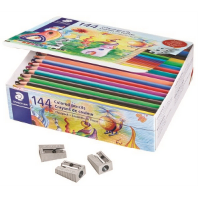 Extruded color pencil,class pack, 144ct + 3 sharpeners 510 10 (12 colours x 12packs)