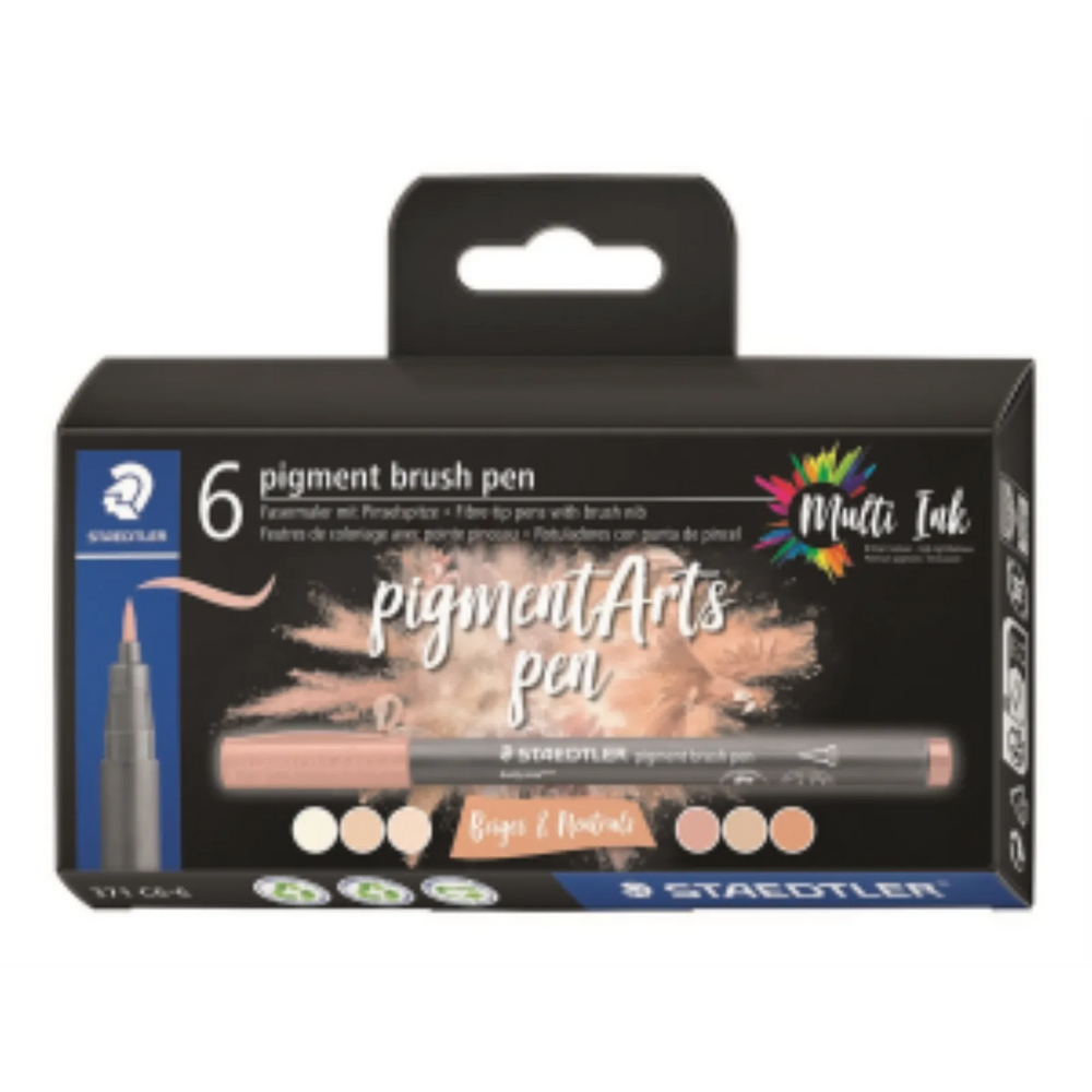 Pigment Brush Pen Beiges&Neutr 6Pcs