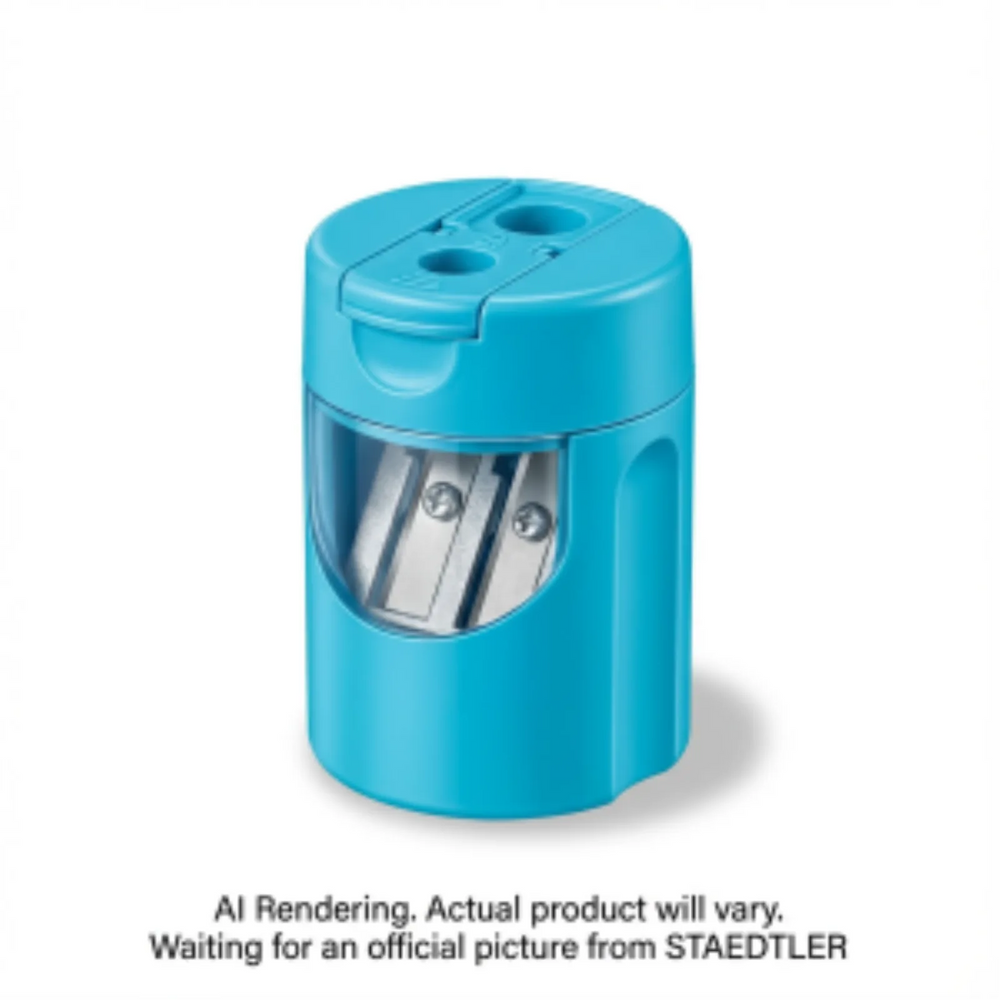 Double-hole metal screw-tip Lumograph sharpener w canister BK