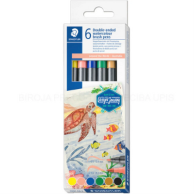 Staedtler Double Ended Watercolour Brush Pens 6ct Set, Australia (3001-C6-2)