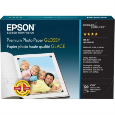 Papier photo glacé Epson Premium 4" x 6", 100 feuilles (S041727)