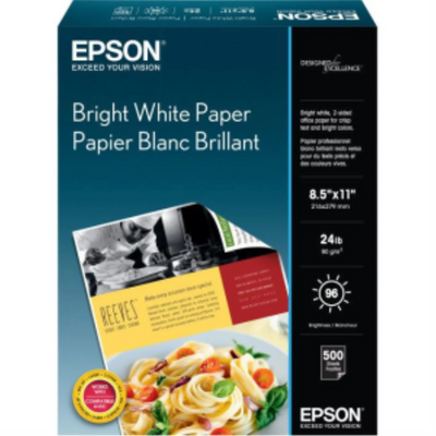 Epson Bright White Paper, Letter Size, 500 Sheets (S041586)